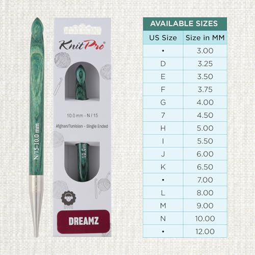 KnitPro Dreamz Afghan/Tunisian Crochet Hook | US Size N (10mm) - size: N (10.00 mm)