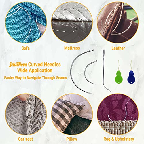 50PCS Curved Needles, Curved Sewing Needles for Leather Projects | Carpet or Canvas Repairing Wig Making Upholstery Weaving Needles Embroidery Needles for Hand Sewing
