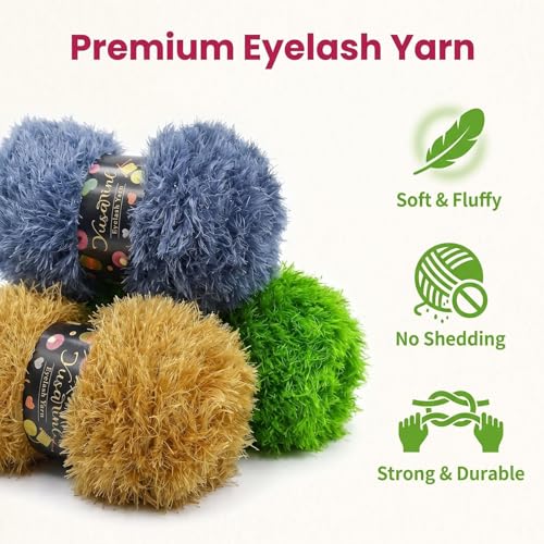 (23 Colors Available) Yusarinl Eyelash Yarn Fluffy 100% Polyester 3,35oz 130 Yards, Fun Fur Yarn for a Border, toy's Hair or Beard-Grey - color: Grey, size: 1 Skein