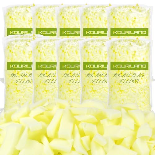 50LBS Bean Bag Filler, Shredded Memory Foam Beanbag Filling Pillow Stuffing | Bean Bag Refill for Couch Cushion Stuffed Animals Dog Bed Chair Arts Crafts - color: Yellow, size: 50 LBS