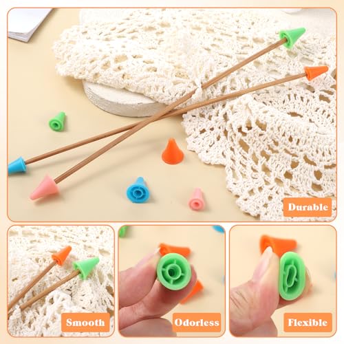 40Pcs Knitting Needle Stoppers, Colorful Plastic Knitting Needle Point Protector for Knitting Sewing DIY Art, 2 Sizes Needle Tip Cap Include 20 Small and 20 Large, Knitting Accessories