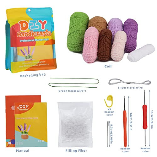 kgxulr Crochet Kit, Crochet Kit for Beginners Flowers, Purple Lavender | Crochet Kit for Beginners Flowers, Beginner Crochet Kit for Adults, Birthday Party, Wedding, Mother's Day or Thanksgiving - color: Purple Lavender