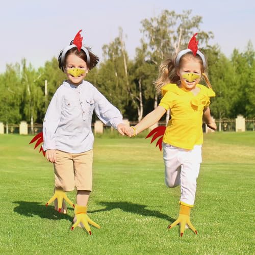 Mototo Zoo Animals Costume Accessories Set Animal Ears Headband for Adult with Tail Bow Tie for Halloween Dress Up Party - style: Rooster