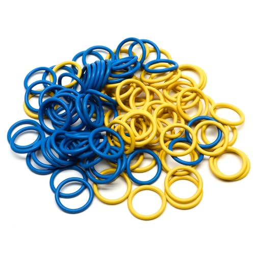 (100 Pack) Soft Stitch Ring Markers for Knitting and Crochet - Flexible, Snag-Free Rubber Stitch Markers (Medium Size for Needle Sizes 9-15, Blue & Yellow) - size: Medium (Needle 9-15) Blue & Yellow