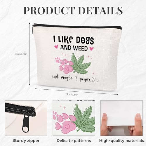 Dog Weed Lover Gifts Cute Makeup Bag Accessories for Women Girl Funny Dog Mom Gifts Cosmetic Bag for Female Her Girl Niece Travel Toiletry Bag for Dog Owner - style: Weed and Dog