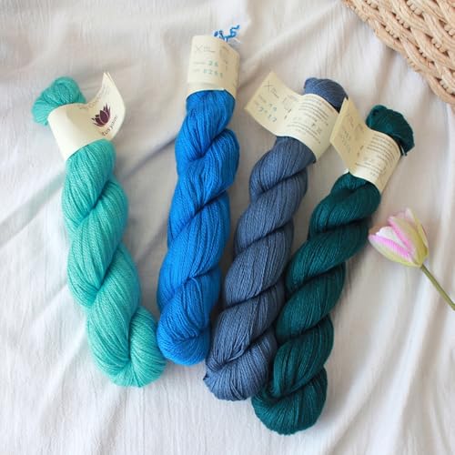 Silky Cashmere Fingering Weight Yarn Hand Knitting/Crochet for Fashion Garments (09-Royal Blue) - color: 09-Royal Blue