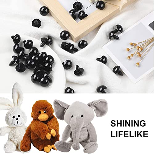 UPINS 120Pcs Plastic Safety Crochet Eyes Bulk with 120Pcs Washers for Craft | Black Plastic Eyes for Stuffed Animals, 6 to 10mm, Crochet Toy Crafters, Doll Making Suppli - size: 6-10mm