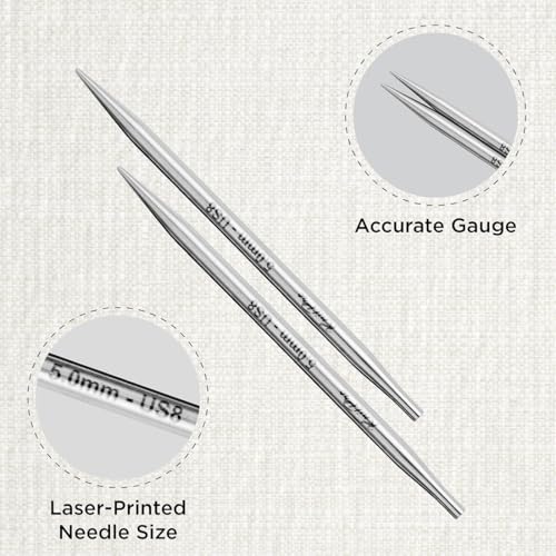 KnitPro Stelo Lace Interchangeable Tips 4" (10cm) | US Size 8 (5mm) - size: US Size 8 (5mm)