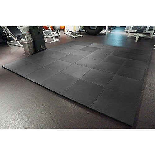 Meister X-Thick 1.5" Interlocking EVA Foam Mats - BK - 10 Tiles (40 Sqft) | Extra-thick 2X cushioning w/ anti-slip grip. 2' x 2' puzzle mats for wrestling, MMA, gymnastics, home gyms and play areas - color: Black, size: 10 Tiles (40 Sqft)