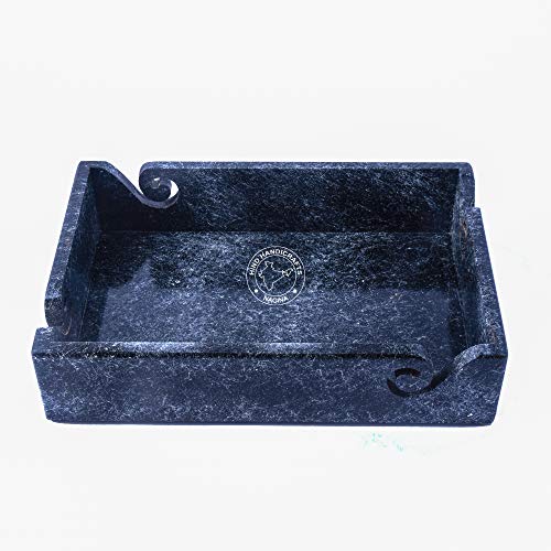 Solid Handmade Crafted Wooden Portable Antique Yarn Storage Bowl Tray - Holder for Knitting Crochet Hook Accessories - Multipurpose Organiser (Granite, 12" x 8" x 2.5") - color: Granite