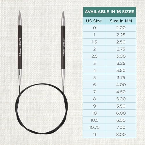 KnitPro Karbonz Fixed Circular Needle 32"(80cm) | US Size 10.75 (7mm) - size: US 10.75 (7mm)