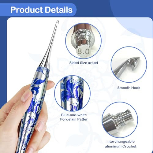 34 in 1 Interchangeable Crochet Hook Set - 3mm-8mm Ergonomic Crochet Hooks Set- Handle Crochet Hook Set for Beginners and Advanced Crafters