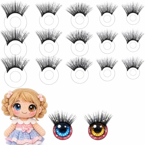 40pcs Doll Eyelashes with 12mm-20mm Eyelash Pads, 5 Sizes for Doll Making, Perfectly Matched with 9mm to 18mm Doll Eyes, Safety Plastic Craft Lashes for Handmade Dolls, Puppets, Bears, Plush Animals - size: 1 count (Pack of 40)