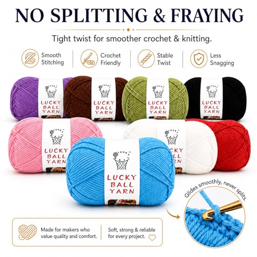LUCKY BALL Milk Cotton Yarn, 100g / 240 yd 60% Cotton 40% Acrylic #2 Fine Sport Yarn, Soft Crochet & Knitting Yarn for Amigurumi Dolls, Baby Items, Flowers, Hats, Sweaters, Blankets(Light Blue) - color: 04-MC01