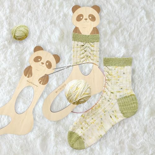 HAND U JOURNEY Panda Design Wooden Sock Blocks – Set of 2 (Size 37-39) for Knitting & Crochet, Socking Stretchers for Handcrafted Socks