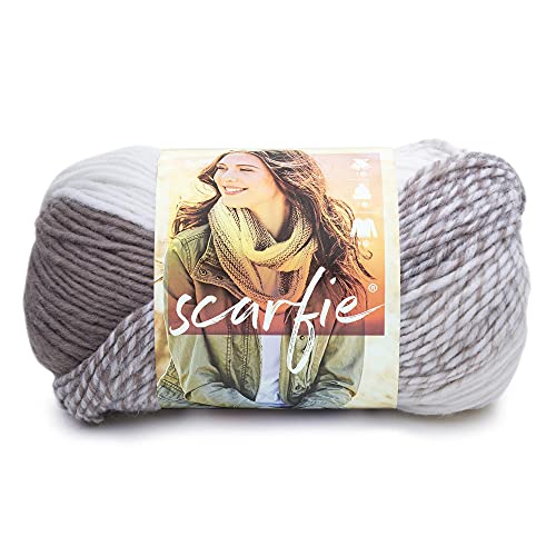 Lion Brand Yarn Scarfie Bulky Yarn, Cream/Taupe, 1 Pack | Bulky Acrylic Wool Blend Knit & Crochet Fiber for Self-Striping Scarves, Colorful Cardigans, Chunky Blankets, Hats - color: Cream/Taupe, size: 1 Pack