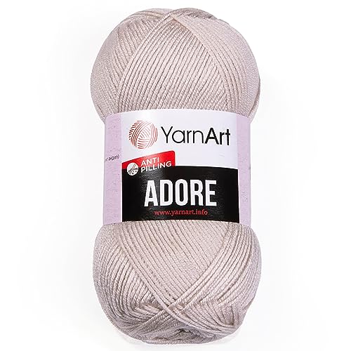 1 Skein YarnArt Adore, Antipilling Yarn, 100% Antipilling Acrlylic, 100 g (3.5 oz), 280 m (306 yd), 3 : Light-DK, Beige - 367 - color: Beige - 367
