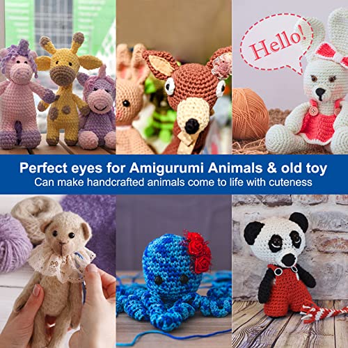 RuWfpz Large Safety Eyes for Crocheting Amigurumi 18-30mm 4 Sizes Black | 80Pcs, Hard Washer, Big Stuffed Animal Eyes with Labeled Storage Box, Plastic Crochet Animals Eyes for Crafts Doll Bear Plush
