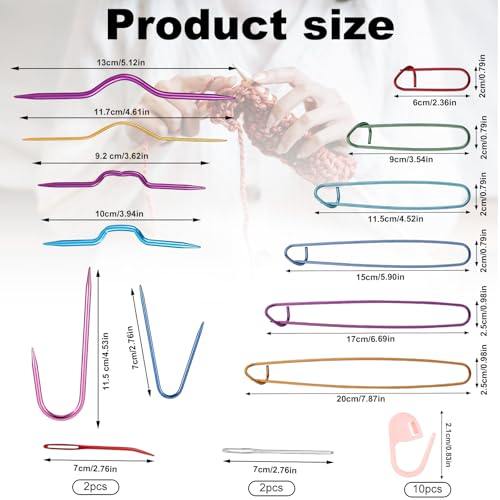 26pcs Knitting Tools Set for Knitting Crochet Sewing Yarn Crafts | 6 Styles Cable Needles 6 Sizes Stitch Holders 10 Crochet Counters 2 Big-Eyed Curved & 2 70 Blunt-Tipped Large-Eyed Needle - style: Set 4
