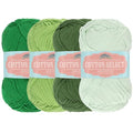 JubileeYarn Cotton Select Yarn - 50g/Skein Sport Weight - Shades of Green - 4 Skeins - color: Shades of Green, size: 4 Skeins