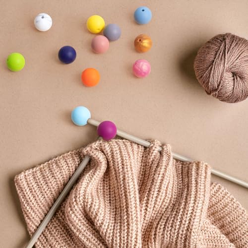 Mxxipp 18pcs Beads Knitting Needle Stoppers 15mm Macaron Round Silicone Knitting Needles Point Protectors Needle Tip Cover Knitting Tool Needle End Caps for Knitting - color: 18pcs-Multicolor