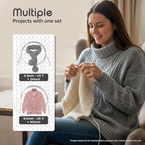 KnitPro Stelo Grande Normal Interchangeable Needle Set 5" (13cm) | 13 US Sizes (2.5 to 15) - size: Grande