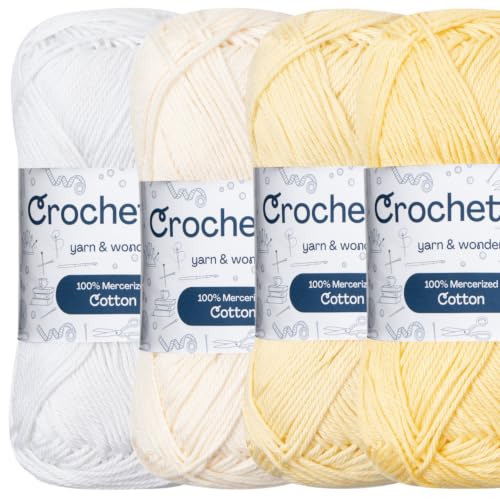 Premium Mercerized Cotton Yarn for Crochet & Knitting – Fingering Weight 4-Ply, 50g (1.76 oz) / 125 m (136 yds), High-Gloss, Anti-Splitting, Fade-Resistant Cotton (Sunny Shades) - color: Sunny Shades