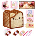 Mewaii Crochet Kit for Beginners, 6 Pack Toast Coaster Craft Set | 40% Extra Yarn, Video Tutorial, Pre-Started Piece, Beginner Friendly, Family Craft Gift for Adults & Kids - color: White