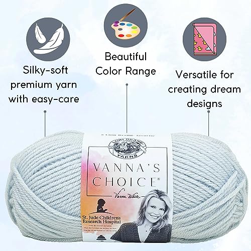 Lion Brand Yarn Vanna'S Choice 860-105 Silver Blue | 3 Skeins, Same Dye Lot, Project Bag, CYC #4 Worsted, 100% Acrylic, Ideal for Crochet, Knitting Blankets, Hats, Scarves - color: 860-105-Silver-Blue