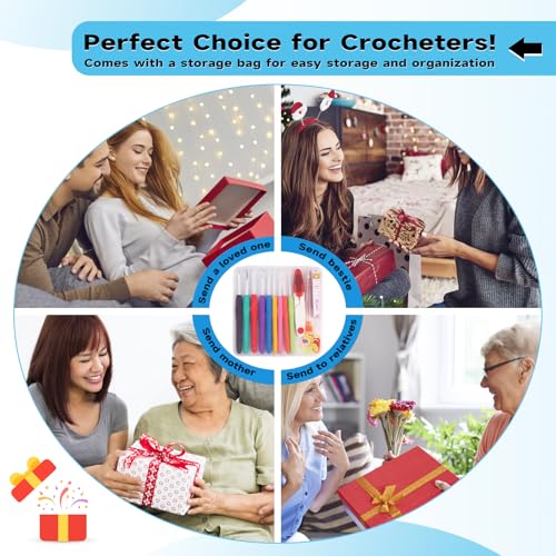 Mayboos 9 Sizes Crochet Hook Set 2.0mm~6.0mm 34 Pack Crochet Hooks | Knitting Needles with Ergonomic Handles Crochet Kit for Beginners with for Crocheters Beginners - size: 9 Sizes