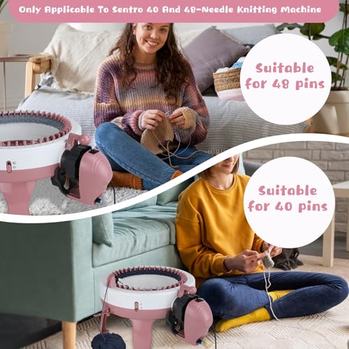 Knitting Machine Adapter with Yarn Holder, Electric Knitting Machines Adapter for Sentro Knitting Machine 40 & 48 Needle, Speed Control & Reverse Knitting (Pink+Yarn Holder)