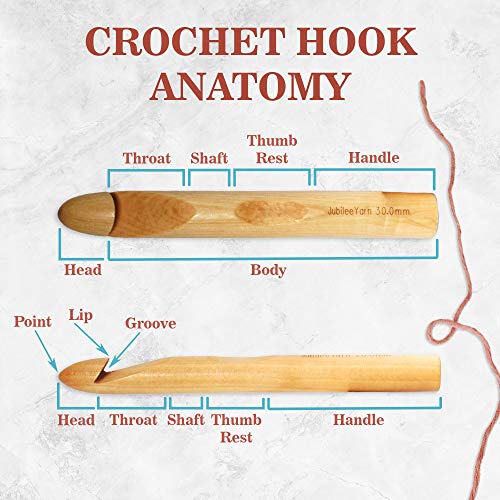 JubileeYarn Bamboo Crochet Hooks Set - 6" (15cm) - Carbonized Brown - 15 Sizes - color: Carbonized Brown, size: 6" 15pc Set
