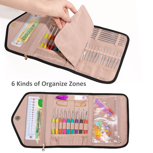 Crochet Hook Case - Foldable Organizer - Knitting & Crochet Supplies Holder - color: Black, size: 7 Inches