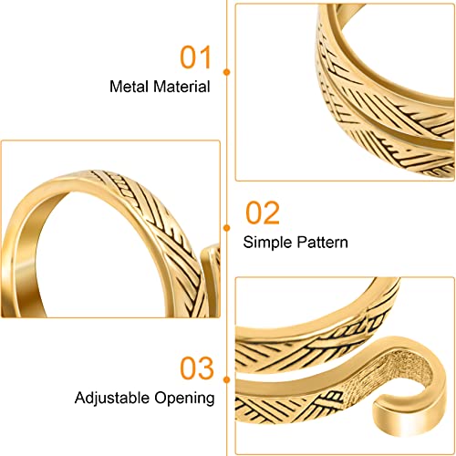 ANCIRS 2 Pack Knitting Crochet Loop Ring for Fingers, Adjustable Crochet Tension Ring, Metal Open Yarn Guide Finger Holders, Knitting Thimbles for Crochet- Gold - color: 2 Gold