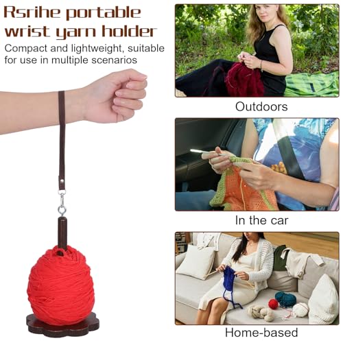 Molain Wrist Yarn Holder, Yarn Ball Minder Stand with Crossbody Strap | Portable, Wooden Twizzling Yarn Organizer, Crochet Accessories for Crocheting, Knitting Supplies Gift for Crafters