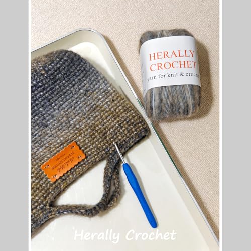Herally Crochet Kit DIY Bag for Beginners - Crochet Picotin Bag (Brown) | Include Yarn, Hook and Accessory - with Step by Step Video Tutorials - color: browncream