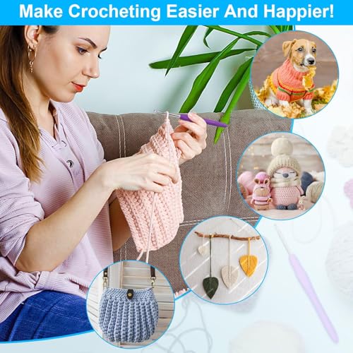 Crochet Hooks 9 Sizes Crochet Hook Set, 49 Pack Yarn Crochet Kit for Beginners, Knitting Needles with Ergonomic Handles for Arthritic Hands, Crochet Needle Kit with Blue Case for Crocheters - size: 9 Pack