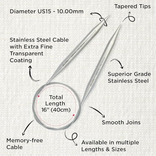 KnitPro Stelo Lace Circular Needles 16" (40cm) | US Size 15 (10mm) - size: US Size 15 (10mm)