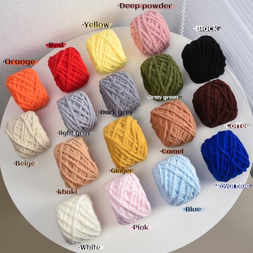 3 Pack Plush Chenille Chunky Yarn 100g (49.2yd) - Fluffy Velvet Yarn Crochet for Blanket Knitting and Crocheting - Baby Yarns for Crocheting Soft - Amigurumi Yarns (3 Angola Red) - color: 3 Angola Red