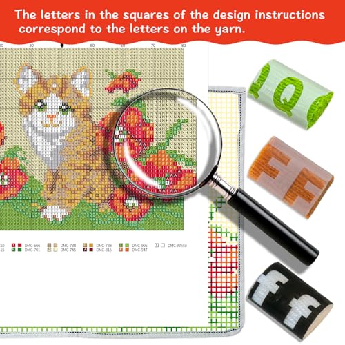 MIAOLLUN Latch Hook Kit Rug, Latch Hook Kits Cat with Pre-Printed Pattern for Adults and Kids 52X38cm/20.4 Inch X15 Inch - color: Flower Cat