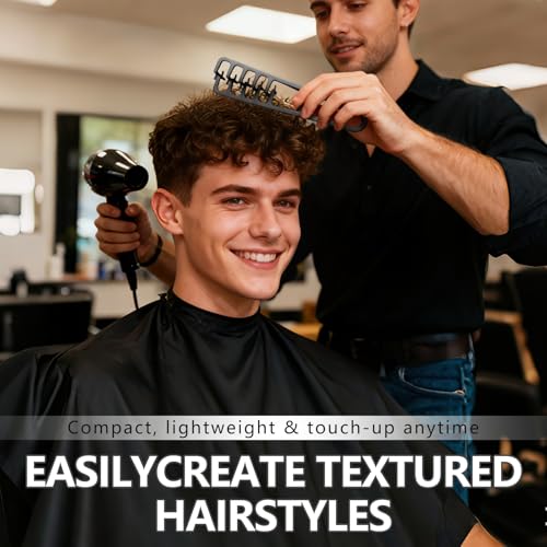 Volumizing Texture Comb - Wide & Fine-Tooth Hair Styling Tool | Anti-Frizz, Fluffy Hairbrush, All Hair Types, for Men & Women, Black + Gray