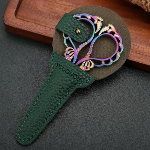 YOUGUOM Embroidery Scissors with Cover, Sewing Crafting Shears | Rainbow, Stainless Steel, Sharp Tip, for Needlework, Artwork, Cross Stitch, Quilting, Thread, Paper Cutting, Mini DIY Tools - color: Rainbow
