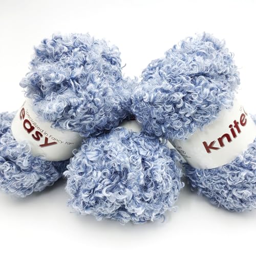 Teddy Fur Curly Yarn, 3 Skeins (150g/5.3oz Total, 15mm Thick), Chunky Faux Fur Eyelash Yarn, Super Soft Fluffy Yarn for Doll Hair Weaving, Crochet, Knitting, Amigurumi (Light Blue) - color: Light Blue