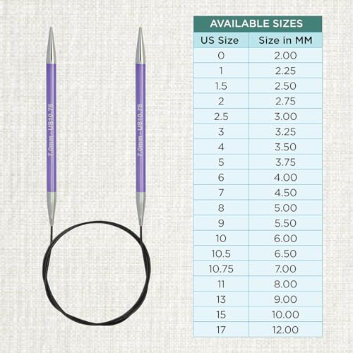 KnitPro Zing Fixed Circular Needles 40" (100cm) | US Size 10.75 (7mm) - size: US 10.75 (7mm)
