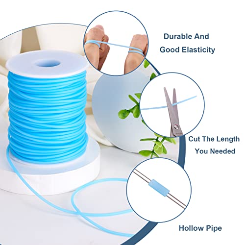 Beadthoven 2mm Hollow Pipe Rubber Tube Cords, 54.68Yards Barber Cord for Knitting Stitch Holder, Tubing Rubber Cord with Spool for Bracelet Jewelry Making DIY Crafts 1mm Hole - Deep Sky Blue - color: Deep Sky Blue, size: 2mm