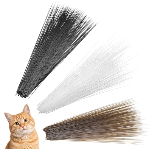 IANFAN 900 Pcs Cat Whiskers, 3 Inch Simulated Animal Whiskers for Crafts | Plastic Cat Whisker For Face & Needle Felting, Supplies For Stuffed Animals, Muppets (White + Brown + Black)