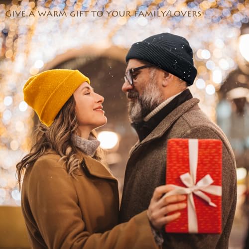 100% Cotton Beanie Hat Winter Hats Women Men Warm Knit Beanies | Double Layer Warmth ,Ultra-Soft Itch-Free Pure Cotton Knitted, Cuffed & Uncuffed Fisherman Slouchy Skull Cap for Womens Mens - color: 1pcs Yellow