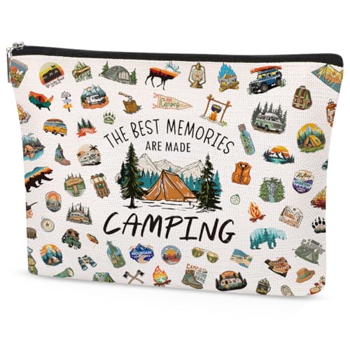 Camping Gifts for Women, Camping Essentials Makeup Bag with Funny Quote, Waterproof Travel Toiletry Organizer for Outdoorsy Girls, Campers, Sisters, Friends, Hiking Lovers - style: Camping