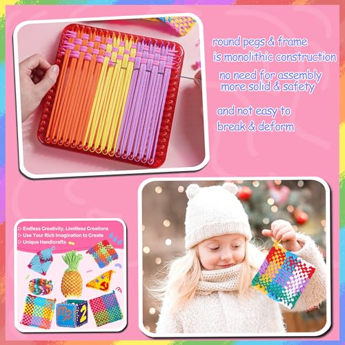 REENLIV Upgraded Weaving Loom Kit Toys for Kids & Adults, DIY Arts & Crafts | Easy Potholder Loom Knitting Activity for Beginners, Ideal Gifts for Girls Ages 5 6 7 8-12 13 Years Old, 252 Craft Loops - color: Red