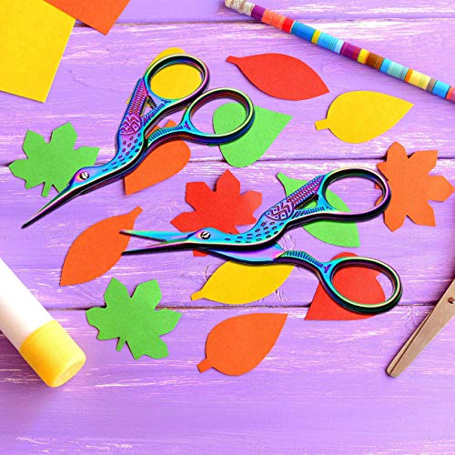 2PCS Vintage Stork Shape Sewing Scissors Stainless Steel Scissors | Metal Tailor Scissors Sharp Sewing Shears for Embroidery, Craft, Art Work & Everyday Use (Colorful) - color: Colorful